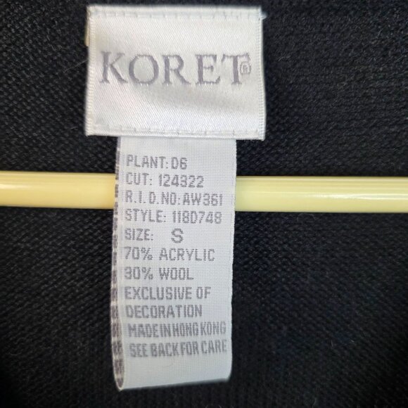 90s Koret Small Embroidered Floral Cardigan Buttons Black Red Vintage Deadstock - Picture 5 of 8